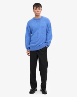Oversized Merino Wool Crew - Pacific Blue