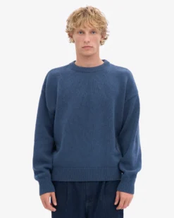 Oversized Merino Wool Crew - Petrol Blue