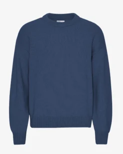 Oversized Merino Wool Crew - Petrol Blue