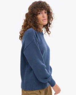 Oversized Merino Wool Crew - Petrol Blue