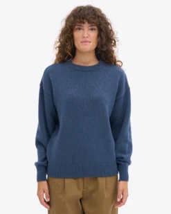 Oversized Merino Wool Crew - Petrol Blue