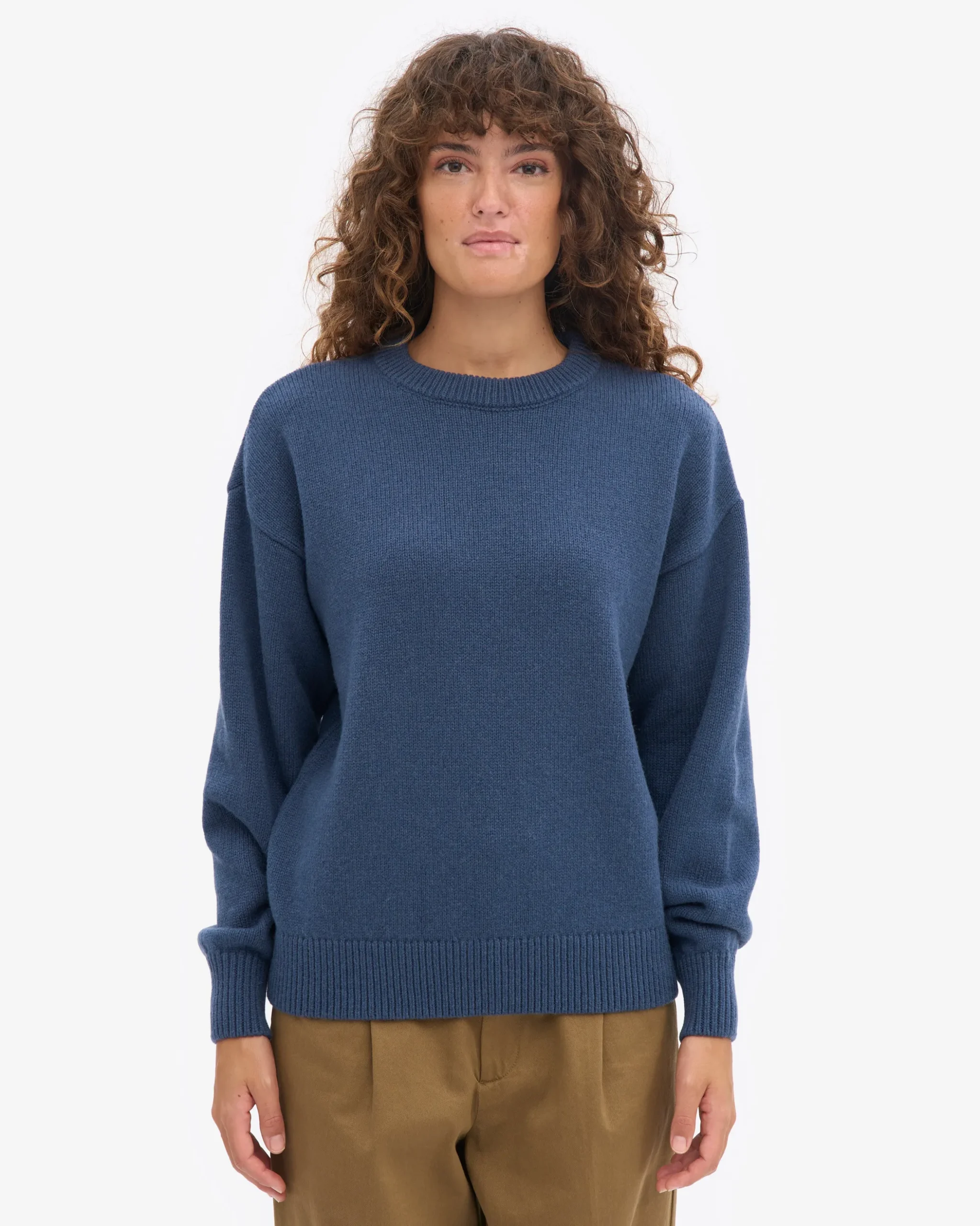 Oversized Merino Wool Crew - Petrol Blue