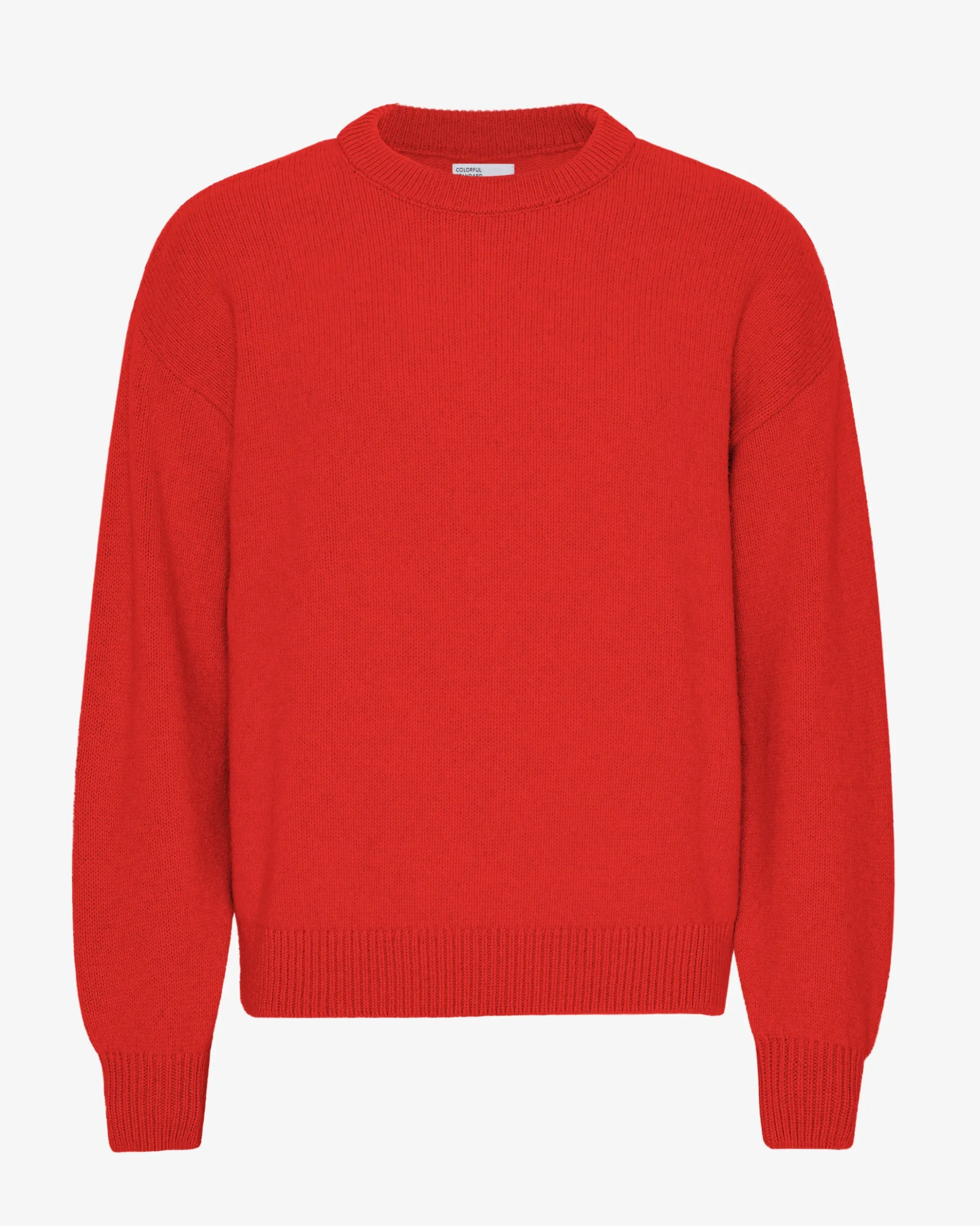 Oversized Merino Wool Crew - Red Tangerine