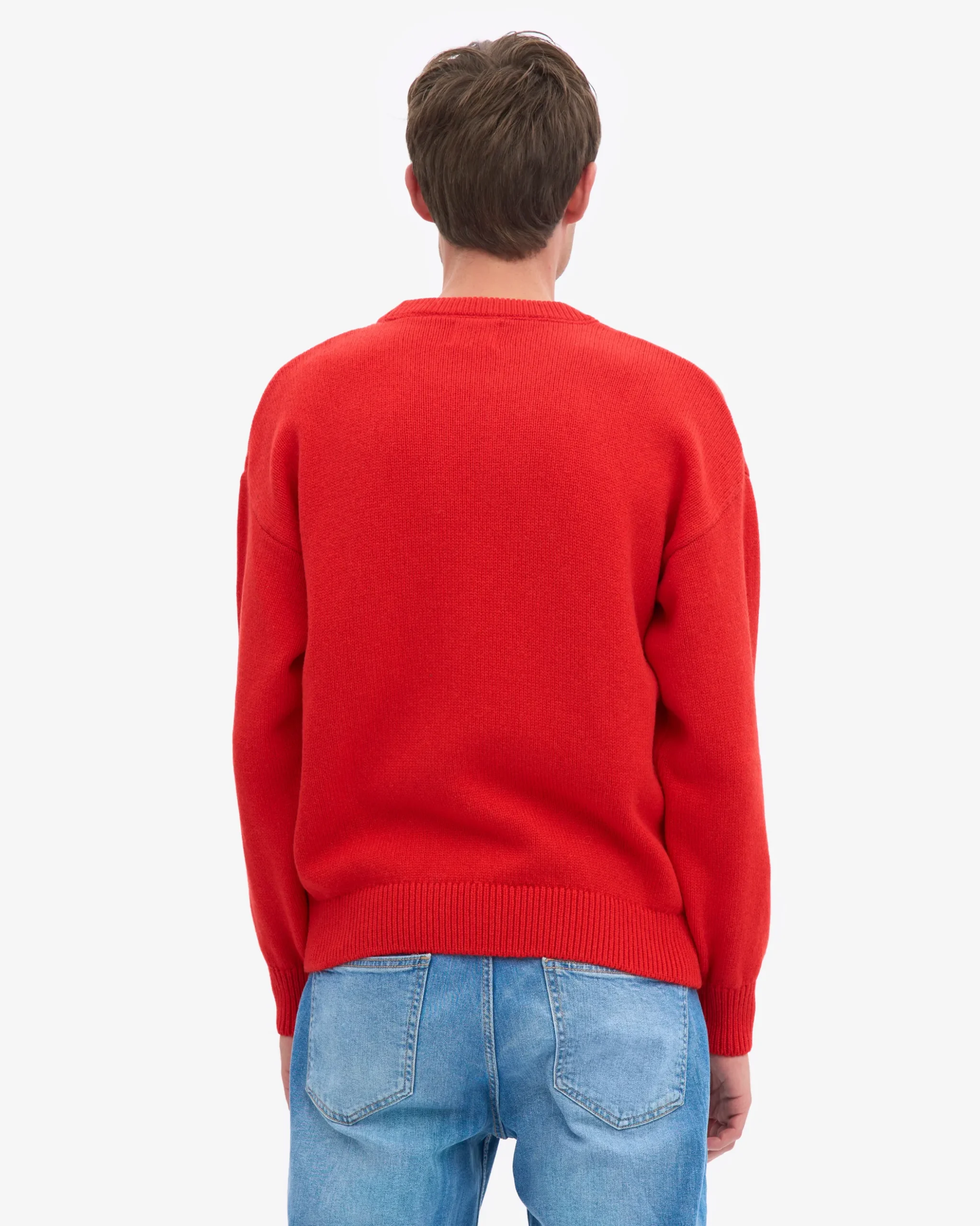 Oversized Merino Wool Crew - Red Tangerine