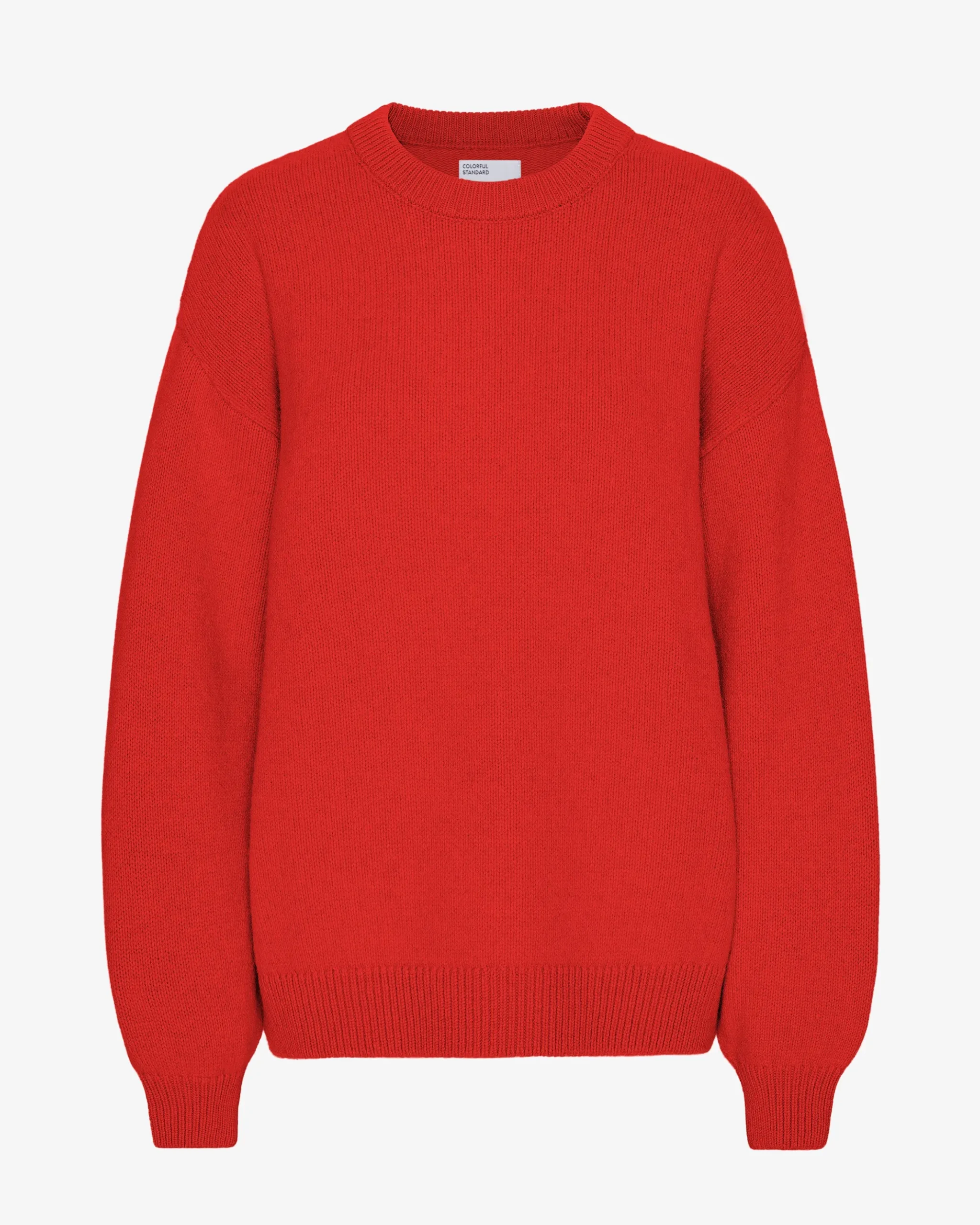 Oversized Merino Wool Crew - Red Tangerine