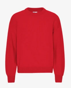 Oversized Merino Wool Crew - Scarlet Red