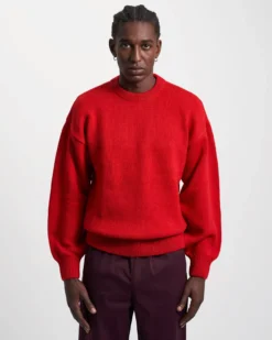 Oversized Merino Wool Crew - Scarlet Red