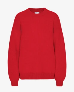 Oversized Merino Wool Crew - Scarlet Red