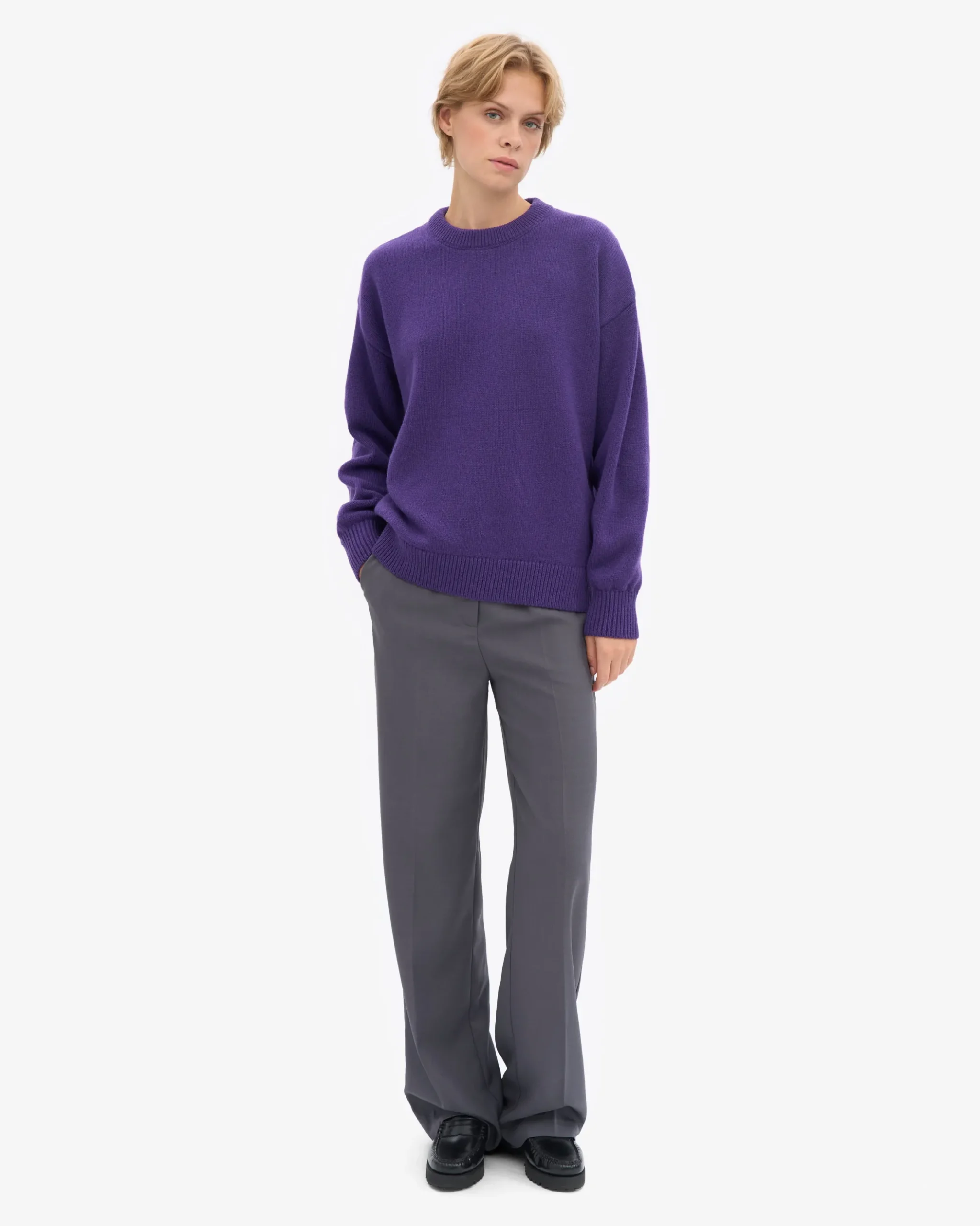 Oversized Merino Wool Crew - Ultra Violet
