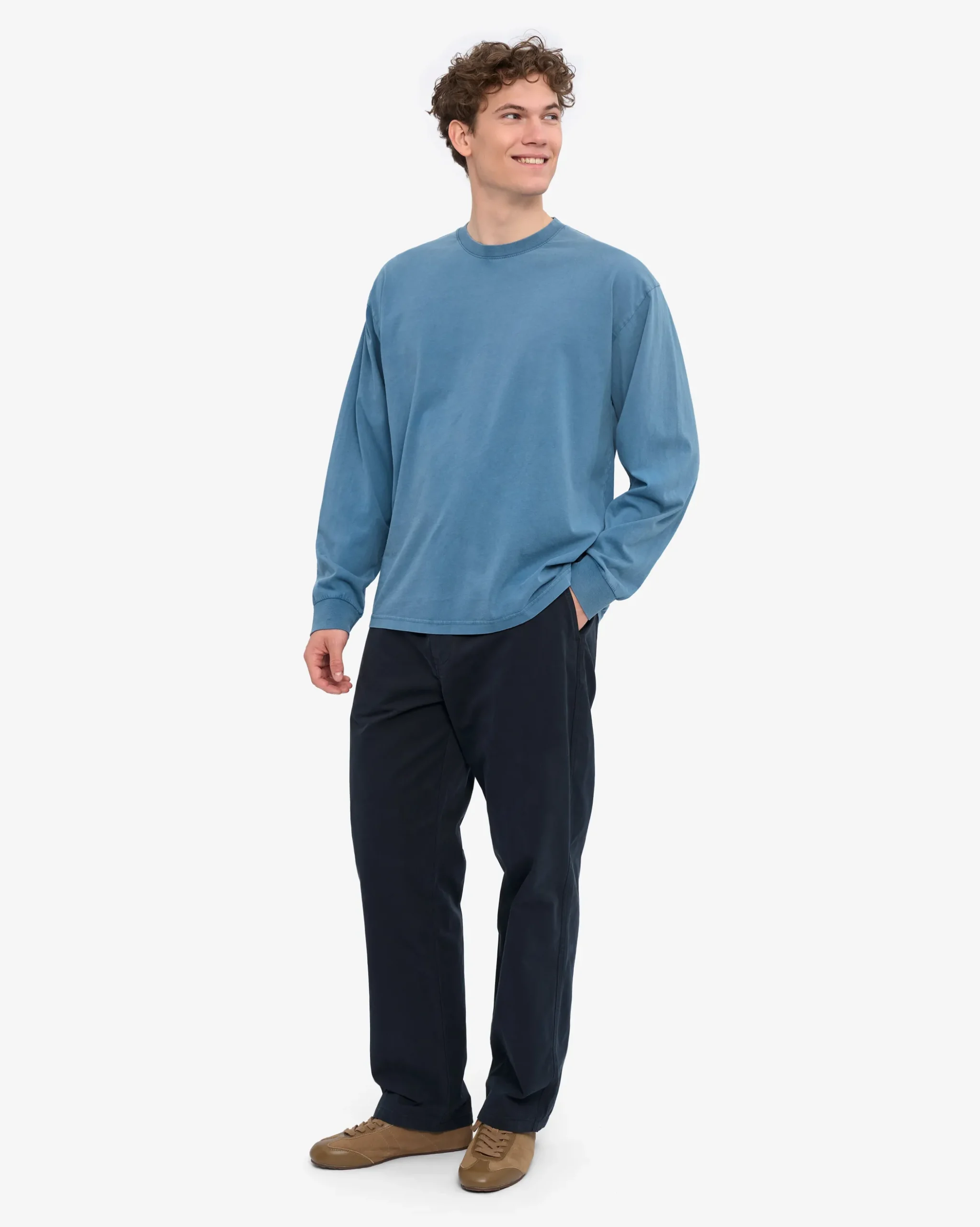 Oversized Organic LS T-Shirt - Faded Indigo