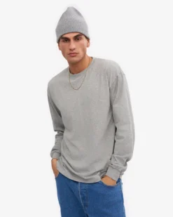 Oversized Organic LS T-Shirt - Heather Grey
