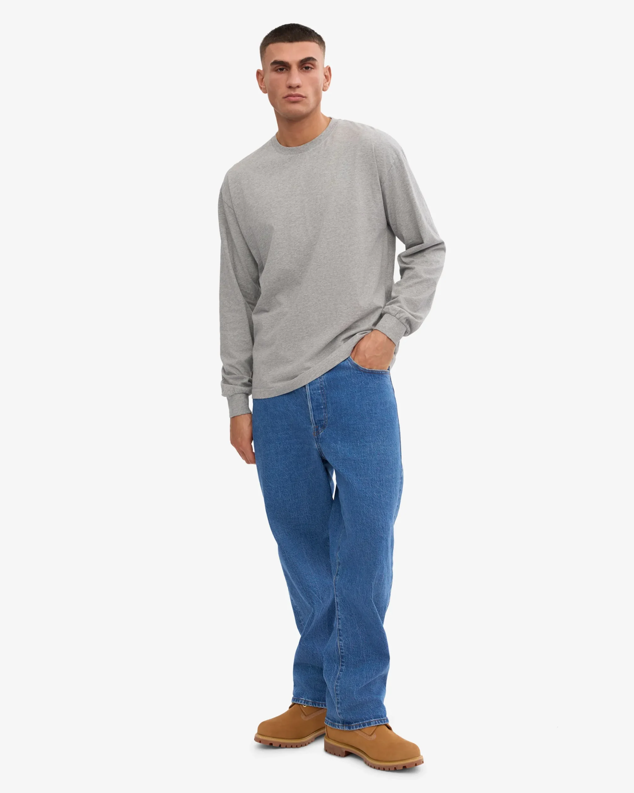 Oversized Organic LS T-Shirt - Heather Grey