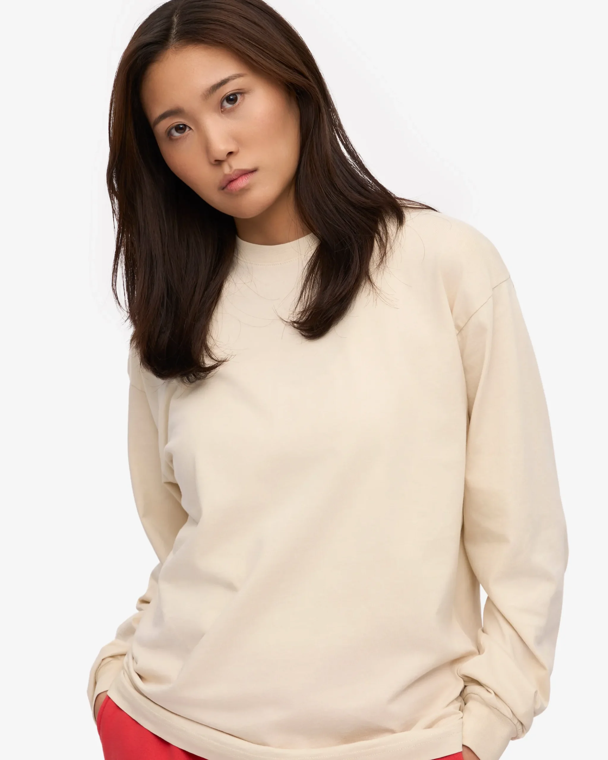 Oversized Organic LS T-Shirt - Ivory White