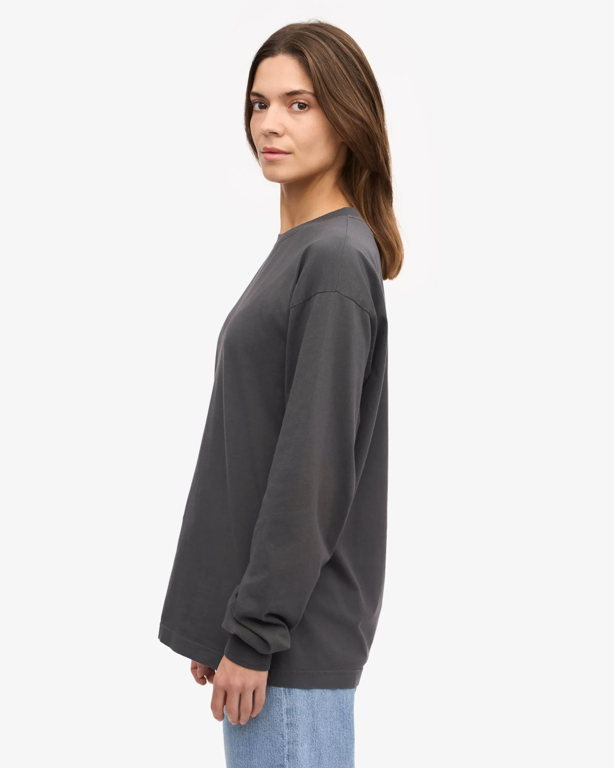 Oversized Organic LS T-Shirt - Lava Grey