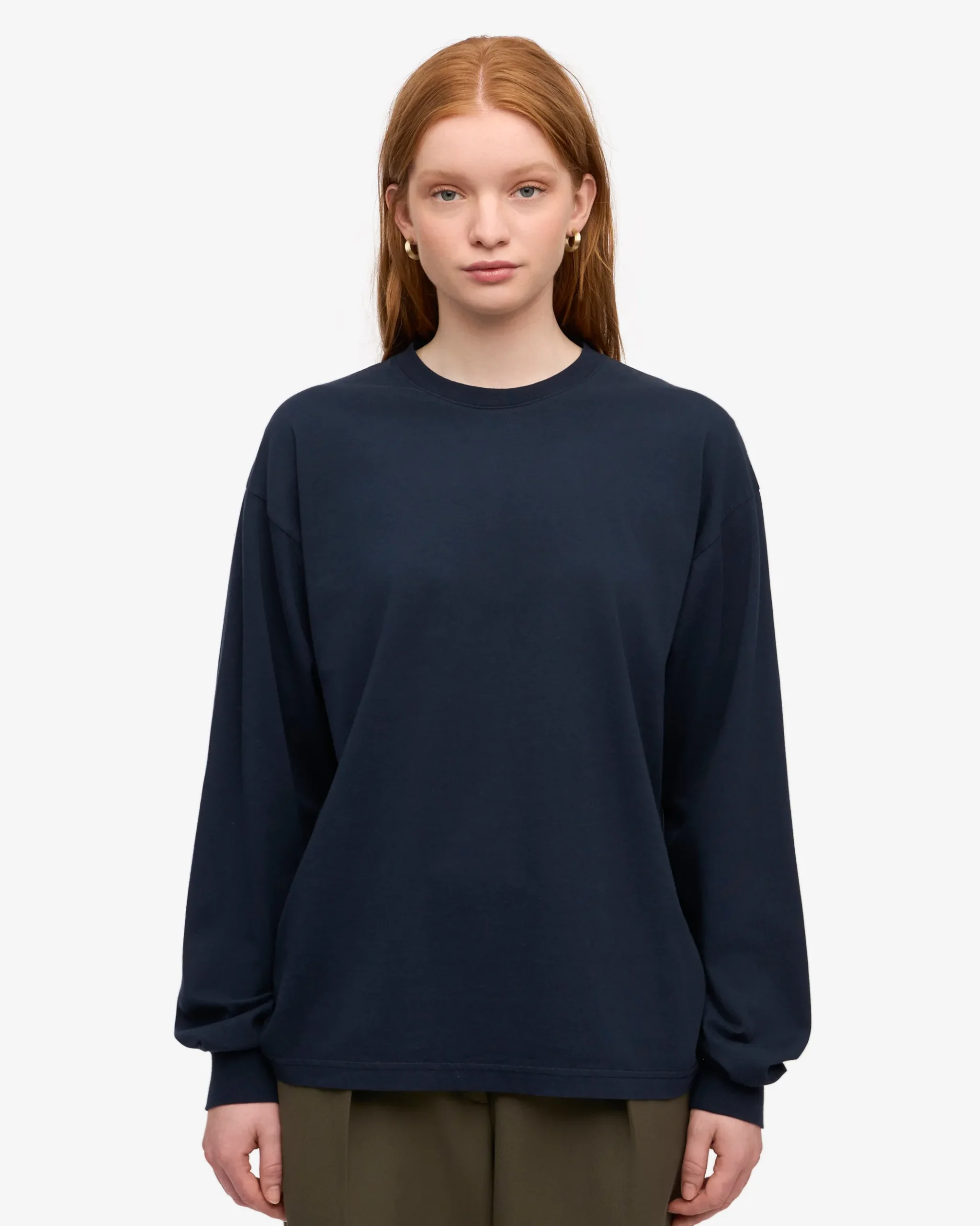 Oversized Organic LS T-Shirt - Navy Blue