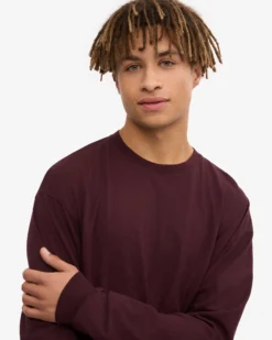 Oversized Organic LS T-Shirt - Oxblood Red