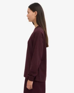 Oversized Organic LS T-Shirt - Oxblood Red