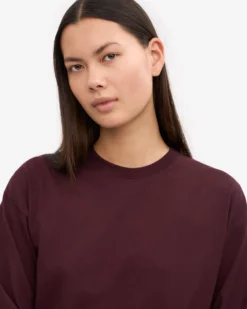 Oversized Organic LS T-Shirt - Oxblood Red