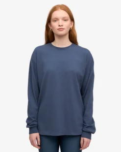 Oversized Organic LS T-Shirt - Petrol Blue