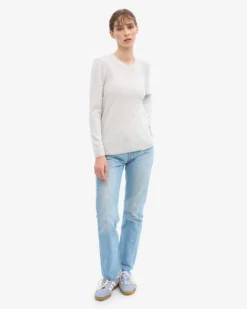 Women Classic Merino Wool Crew - Snow Melange