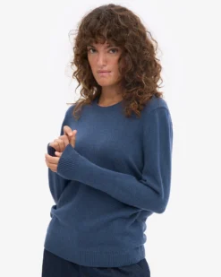 Women Classic Merino Wool Crew - Petrol Blue