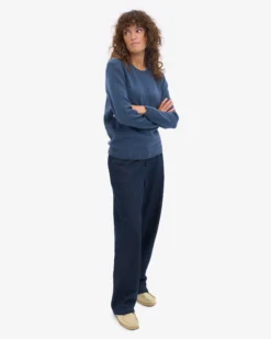 Women Classic Merino Wool Crew - Petrol Blue
