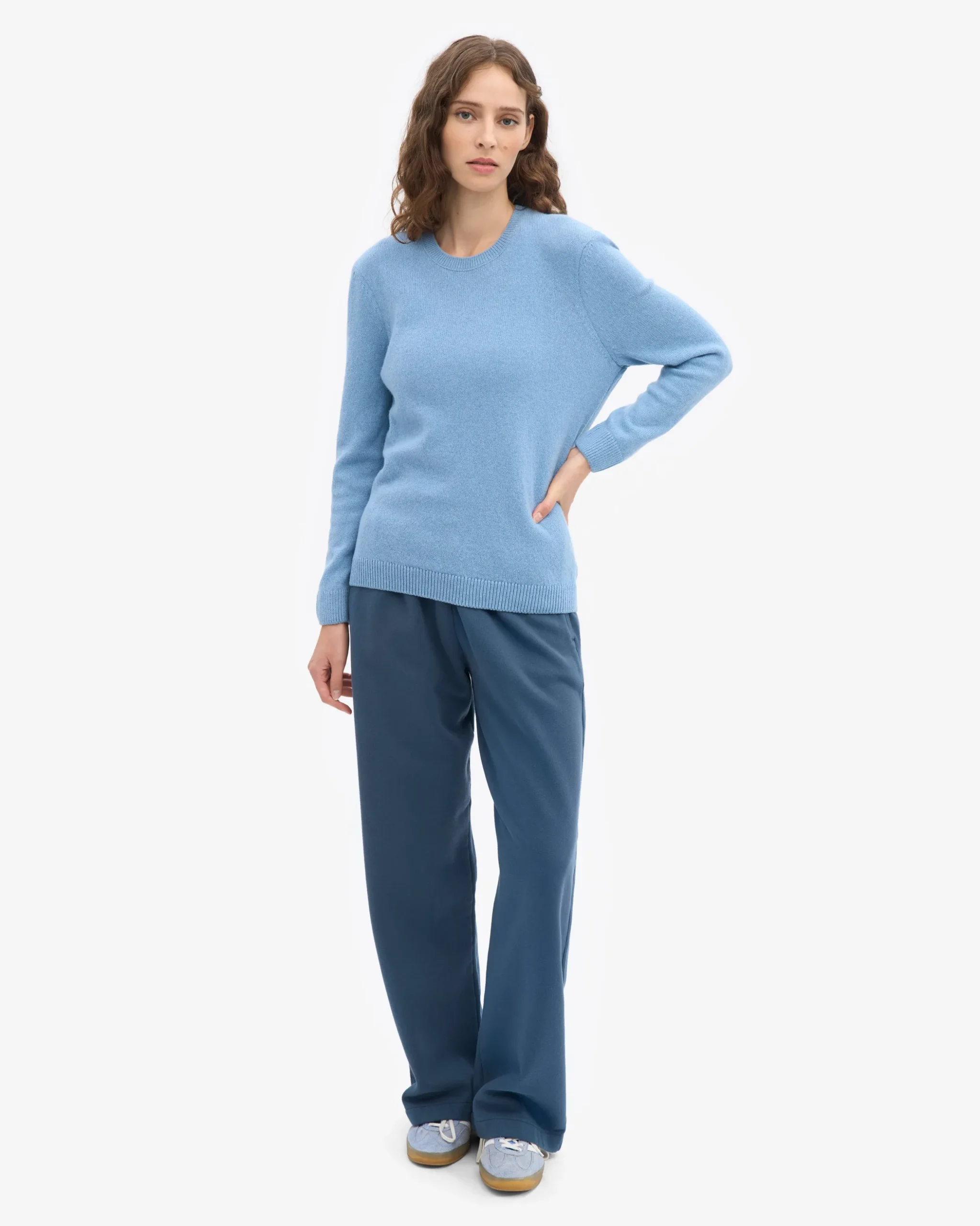 Women Classic Merino Wool Crew - Seaside Blue