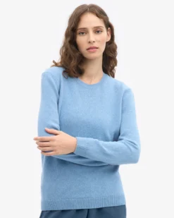 Women Classic Merino Wool Crew - Seaside Blue