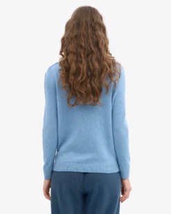 Women Classic Merino Wool Crew - Seaside Blue