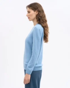 Women Classic Merino Wool Crew - Seaside Blue