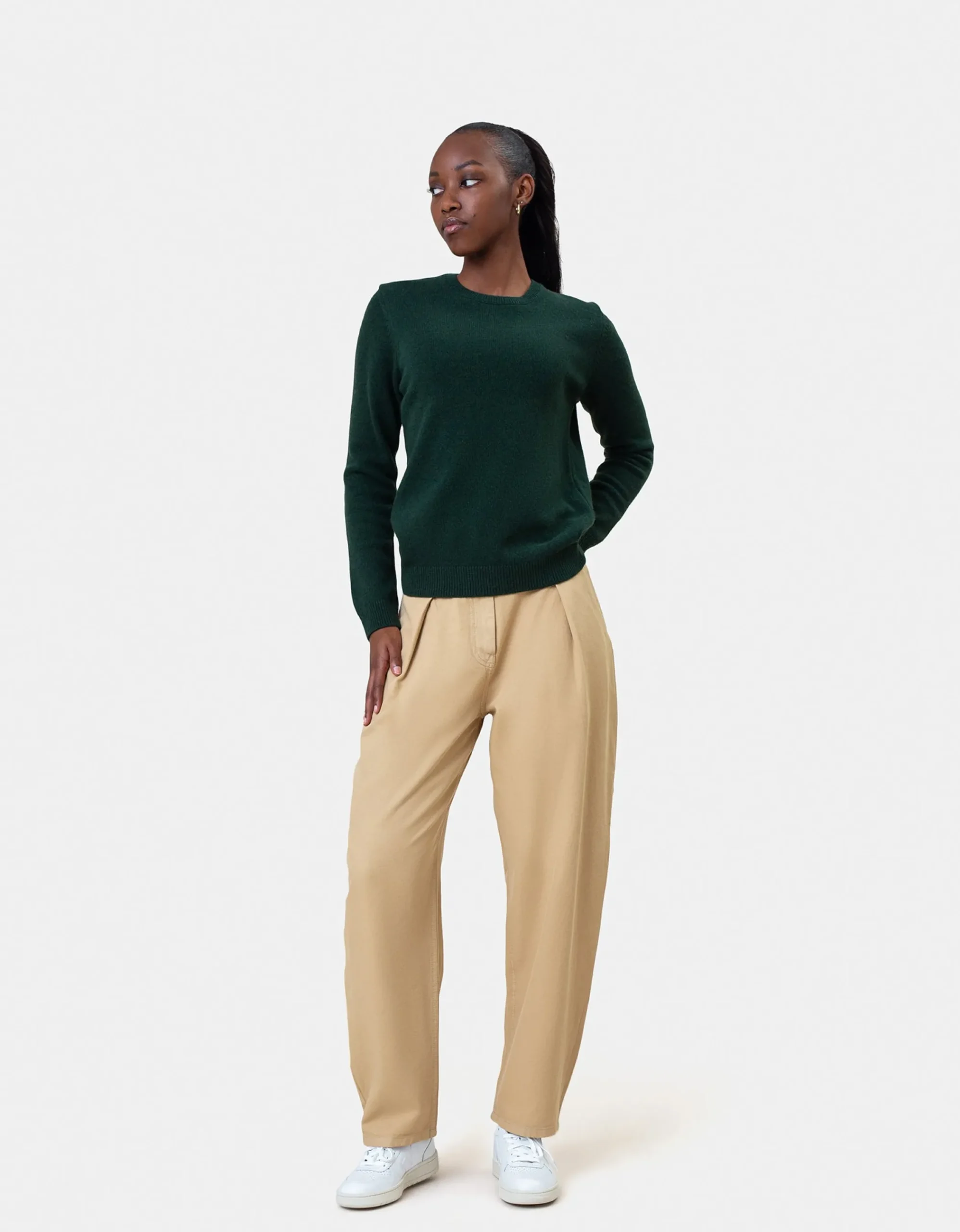Women Classic Merino Wool Crew - Scarlet Red