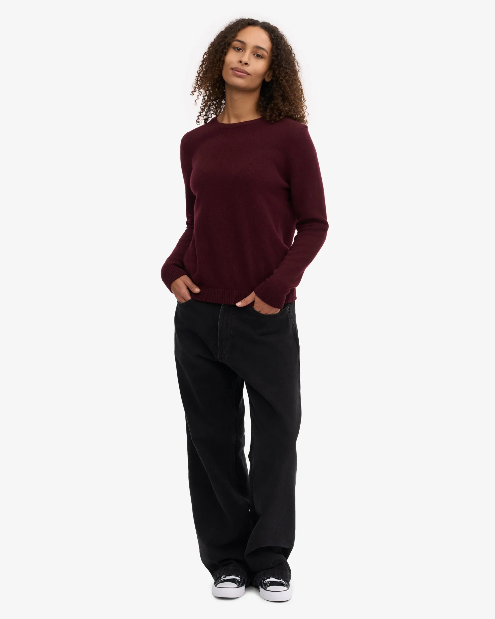 Women Classic Merino Wool Crew - Oxblood Red