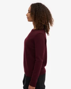 Women Classic Merino Wool Crew - Oxblood Red