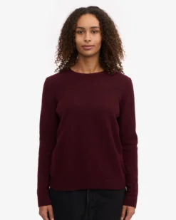 Women Classic Merino Wool Crew - Oxblood Red