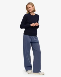 Women Classic Merino Wool Crew - Navy Blue