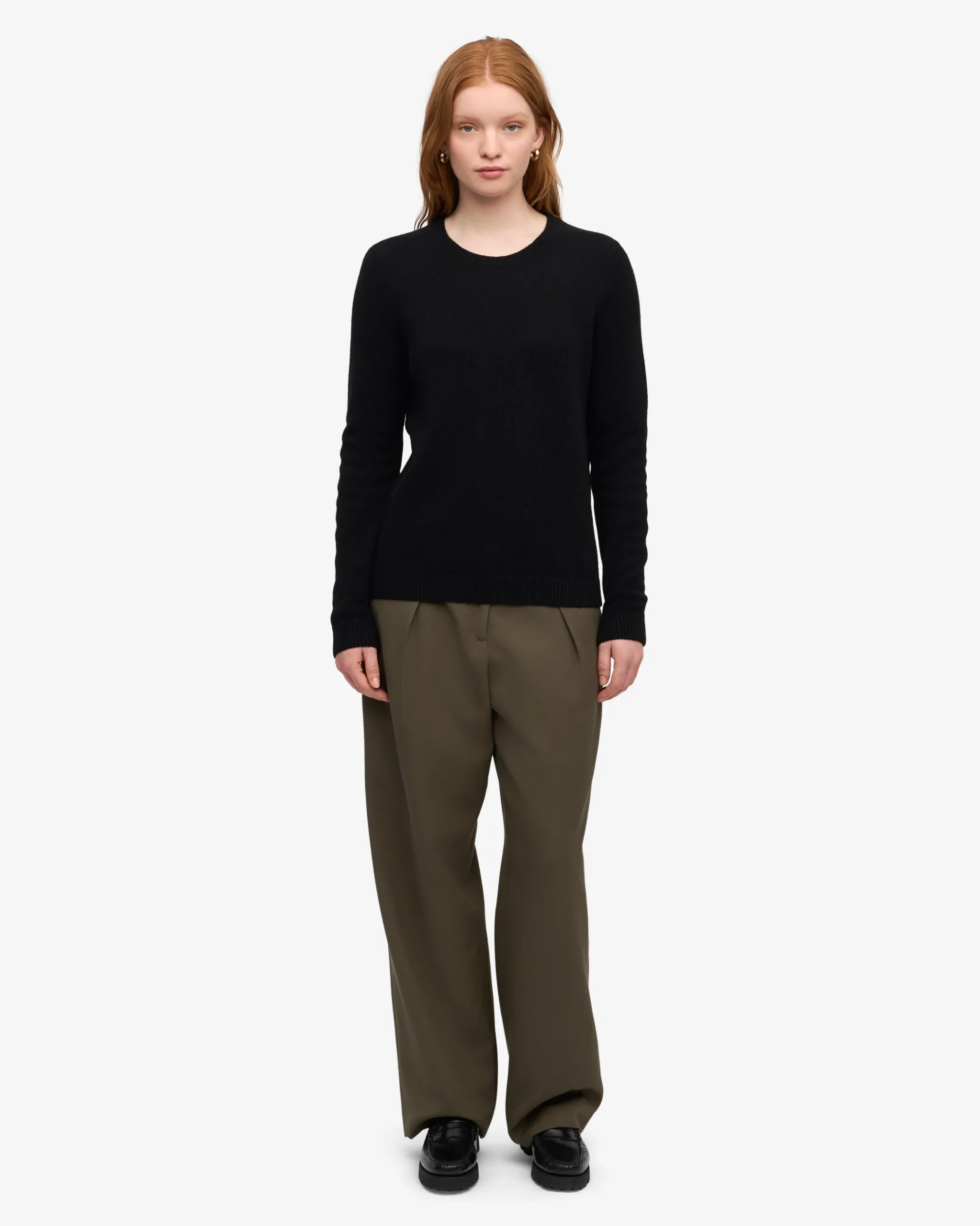 Women Classic Merino Wool Crew - Deep Black