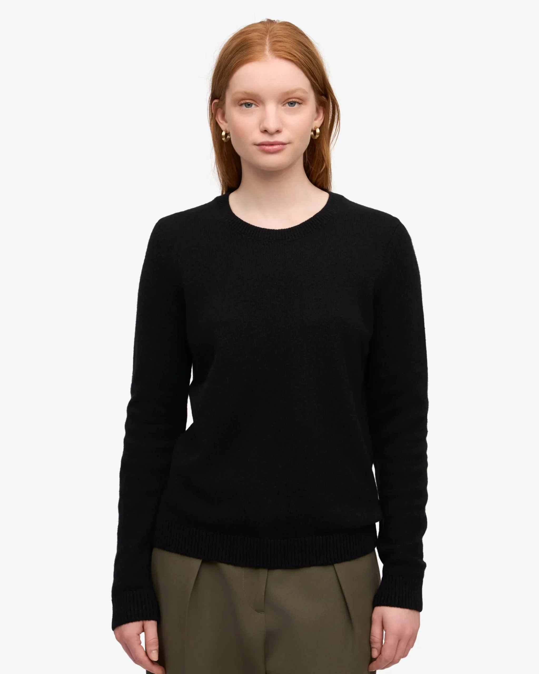 Women Classic Merino Wool Crew - Deep Black