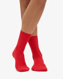 Women Classic Organic Sock - Red Tangerine (3-Pack)