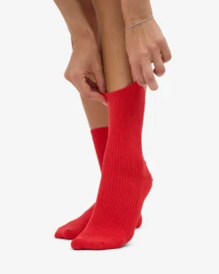 Women Classic Organic Sock - Red Tangerine