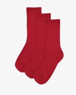 Women Classic Organic Sock - Scarlet Red (3-Pack)