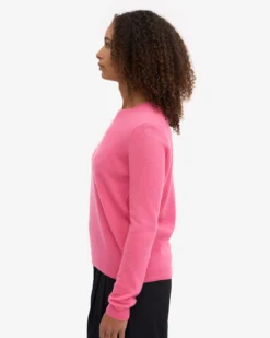 Women Light Merino Wool Crew - Bubblegum Pink