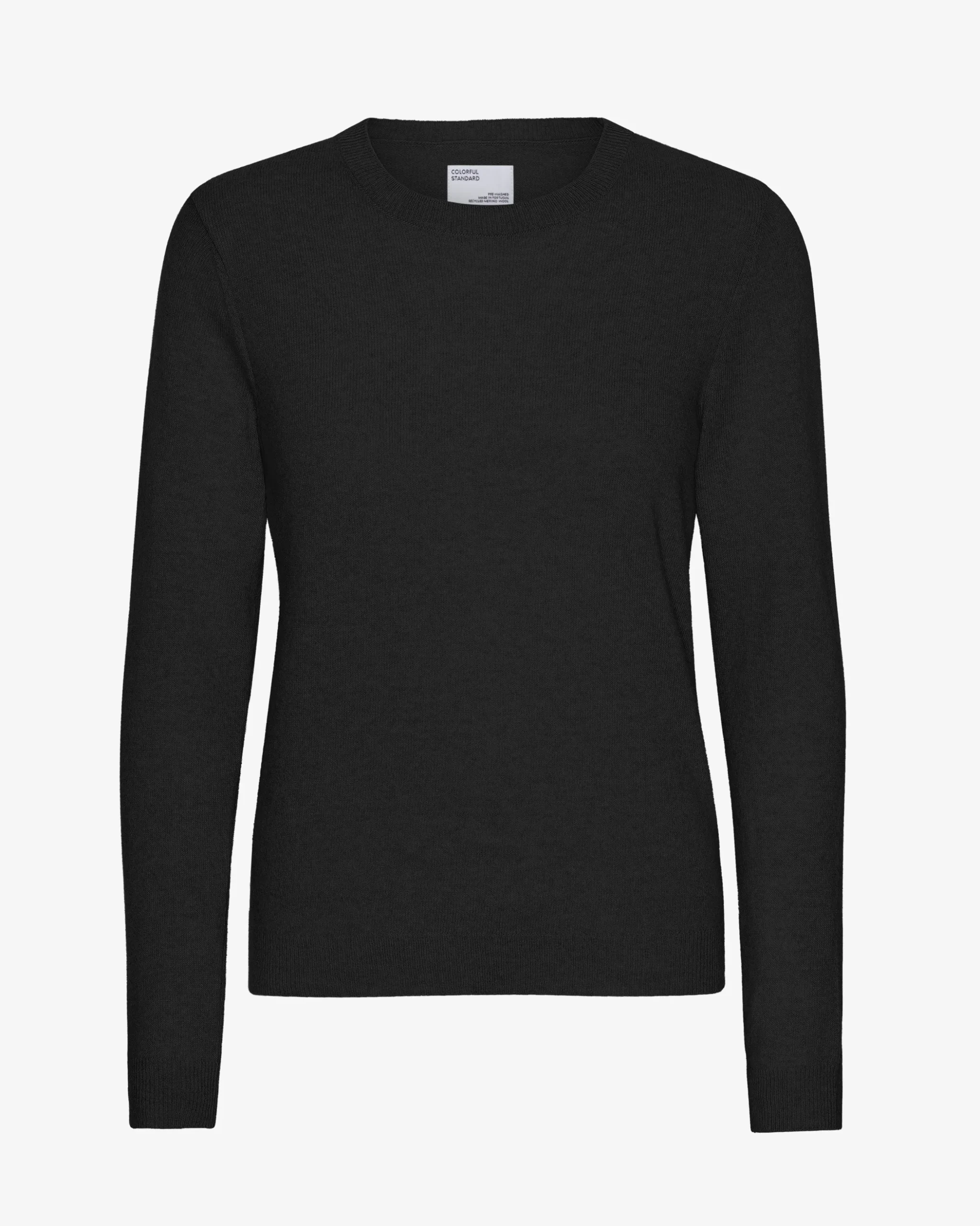 Women Light Merino Wool Crew - Deep Black