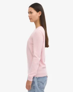 Women Light Merino Wool Crew - Faded Pink