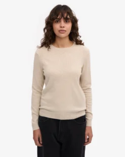 Women Light Merino Wool Crew - Ivory White