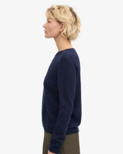 Women Light Merino Wool Crew - Marine Blue