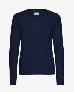 Women Light Merino Wool Crew - Marine Blue