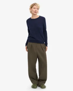 Women Light Merino Wool Crew - Marine Blue
