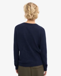 Women Light Merino Wool Crew - Marine Blue