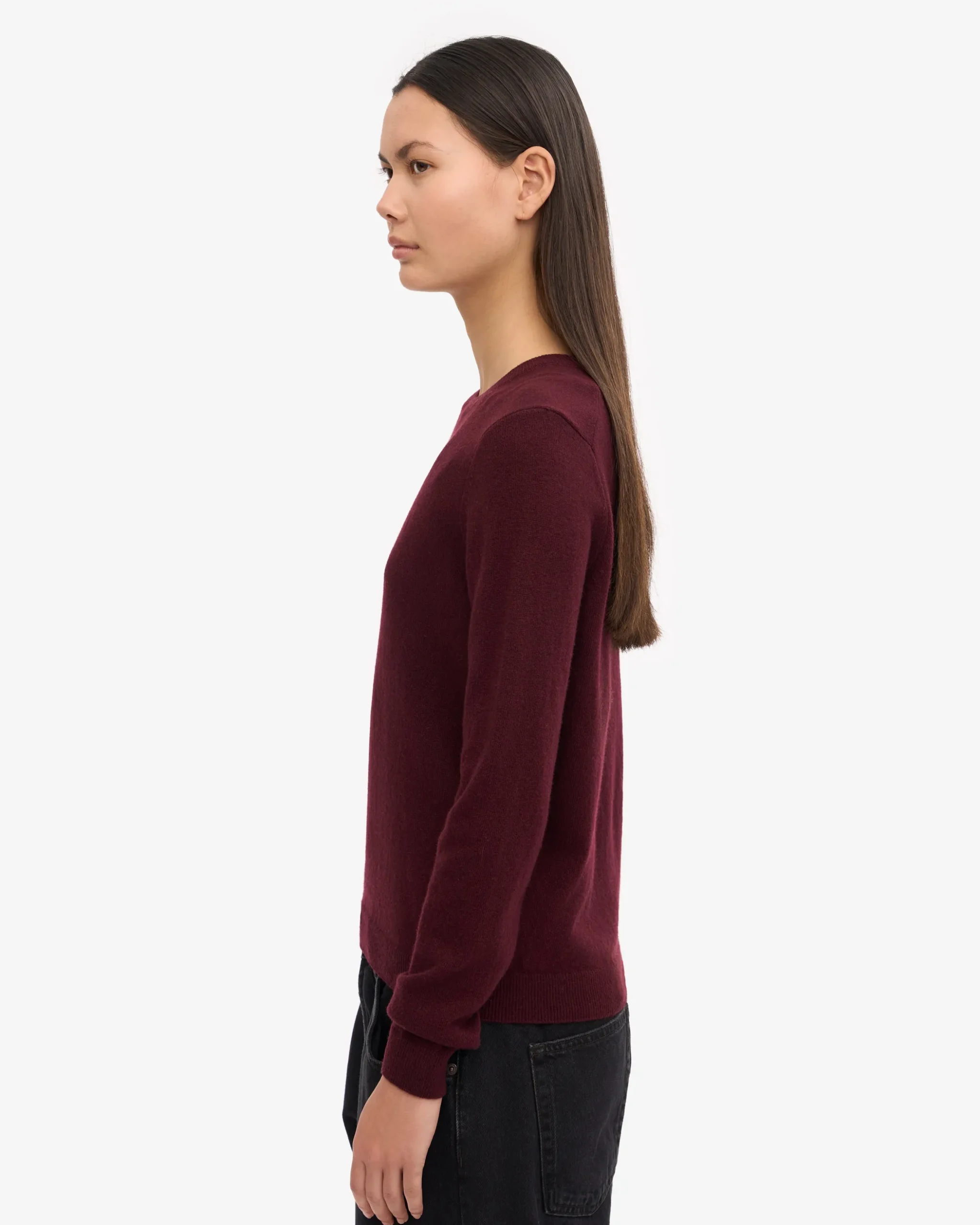 Women Light Merino Wool Crew - Oxblood Red