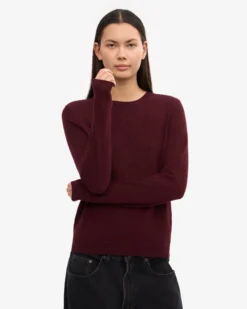 Women Light Merino Wool Crew - Oxblood Red